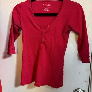 Y2K Hot pink V-Neck Half Sleeve Top